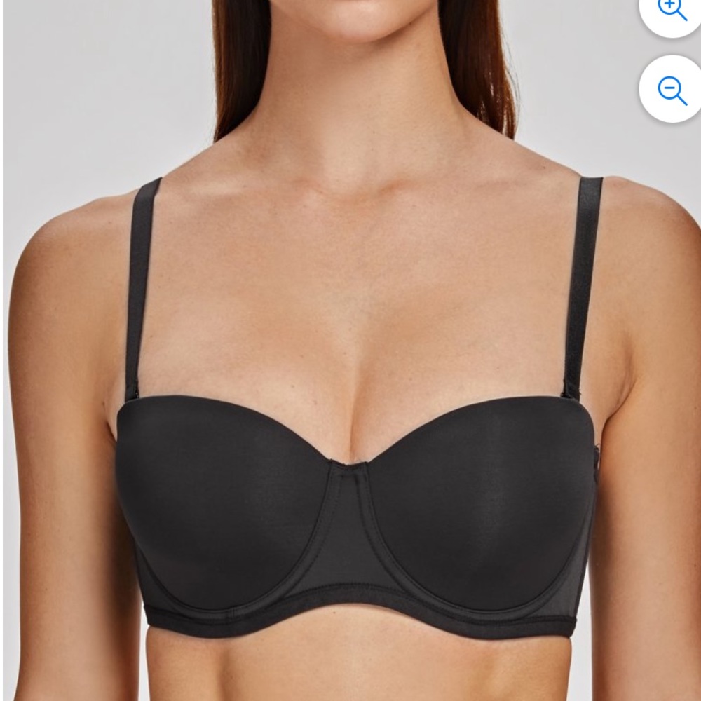 MELENECA Strapless Bra
for Large Bust Back Smoothing
with Underwire Black
